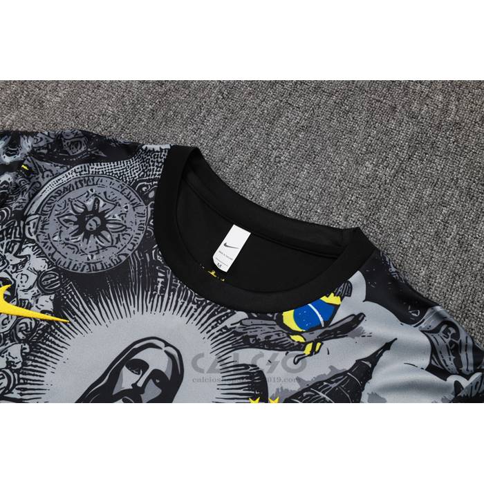 Tuta da Track Brasile Jesus Manica Corta 2024-2025 Nero - Pantaloncini